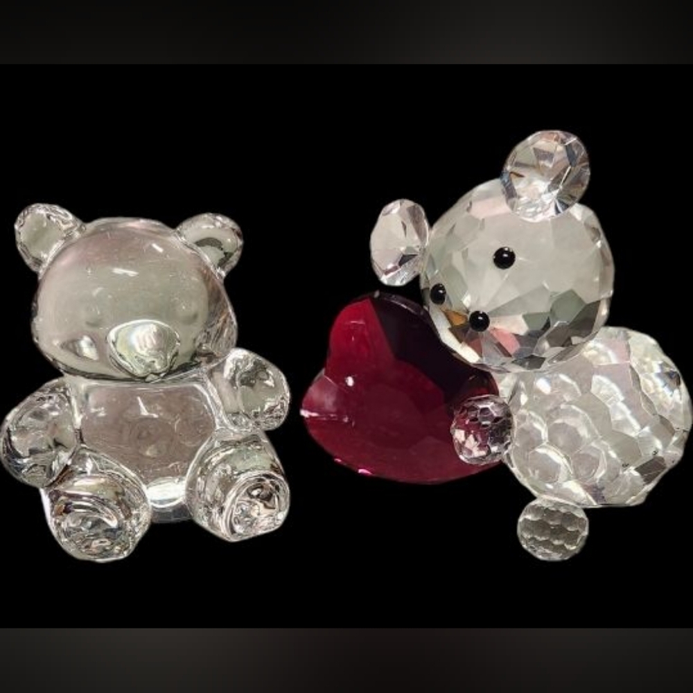 Two large crystal vintage bears